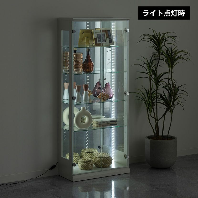 設置無料】幅65cm ハイタイプ コレクションケース VAGIO ガラス LED