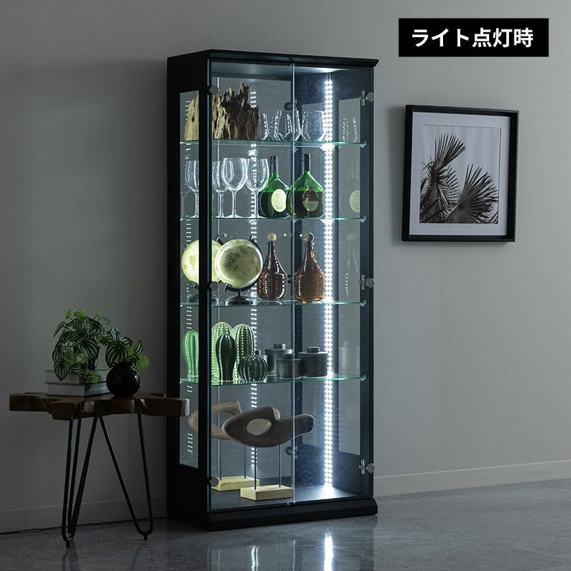 設置無料】幅65cm ハイタイプ コレクションケース VAGIO ガラス LED