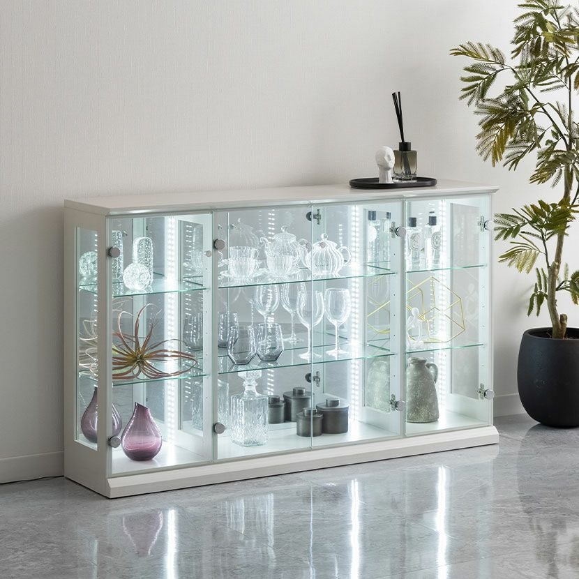 設置無料】幅140cm ロータイプ コレクションケース VAGIO ガラス LED