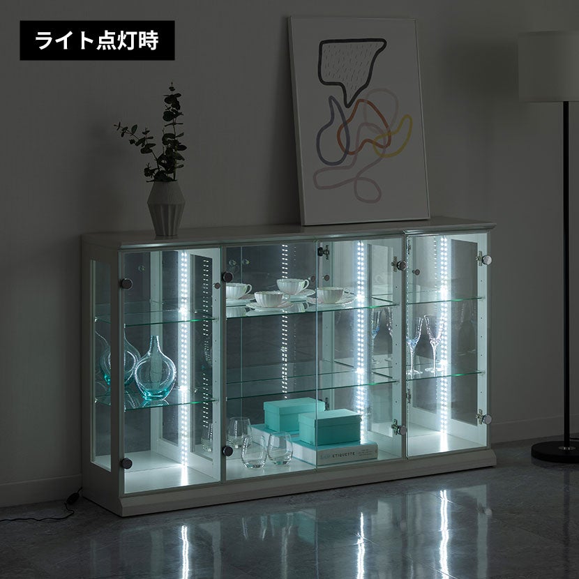 設置無料】幅140cm ロータイプ コレクションケース VAGIO ガラス LED