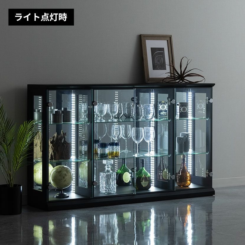 設置無料】幅140cm ロータイプ コレクションケース VAGIO ガラス LED 設置無料】幅140cm ロータイプ コレクションケース VAGIO ガラス LED