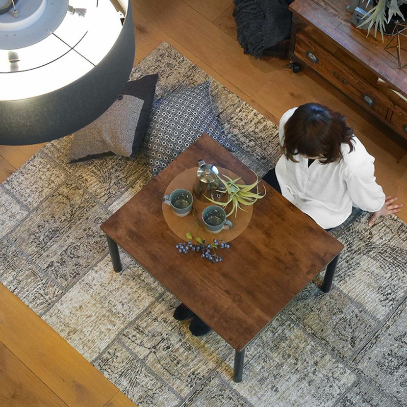 幅75cm こたつテーブル 石英管ヒーター コード収納ボックス付き 継ぎ脚