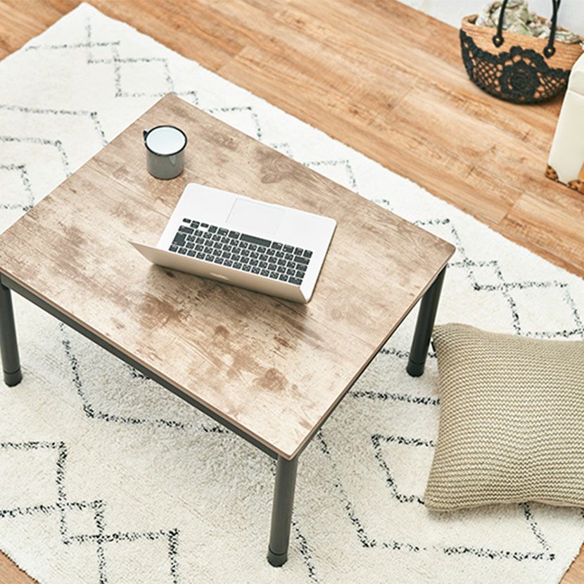 幅75cm こたつテーブル 石英管ヒーター コード収納ボックス付き 継ぎ脚