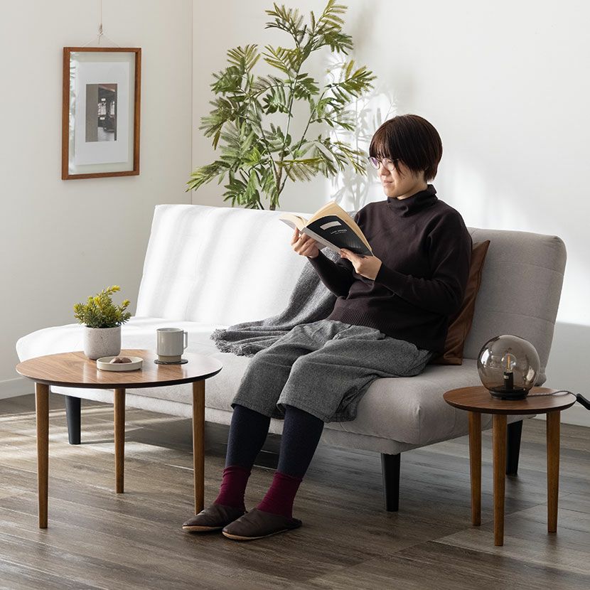 幅60cm ネストテーブル トムテ 大小2点セット 天然木 木製 丸テーブル