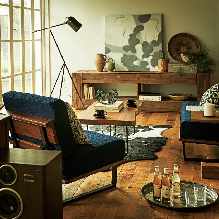 設置無料】幅210cm ローボード アンティーク風 オープンラック