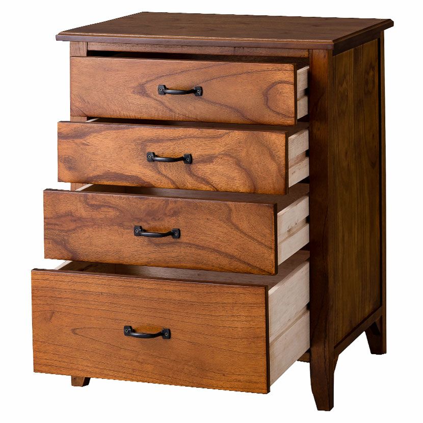 幅60cm 木製 ミニ チェスト アンティーク風 引出し付き 天然木