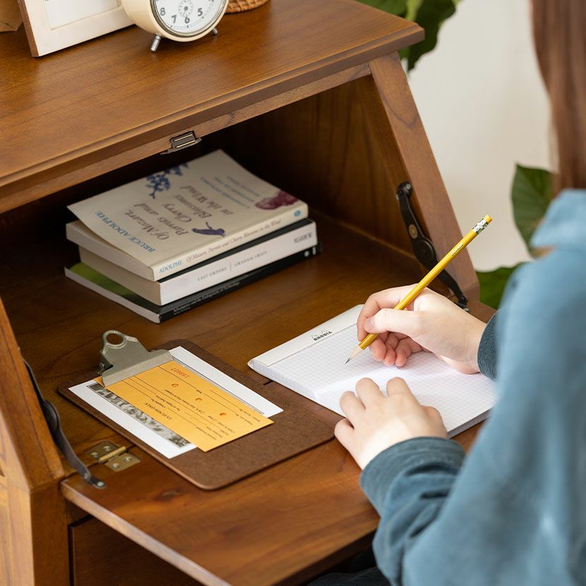 幅60cm 木製 ライティングチェスト アンティーク風 引出し付き 天然木