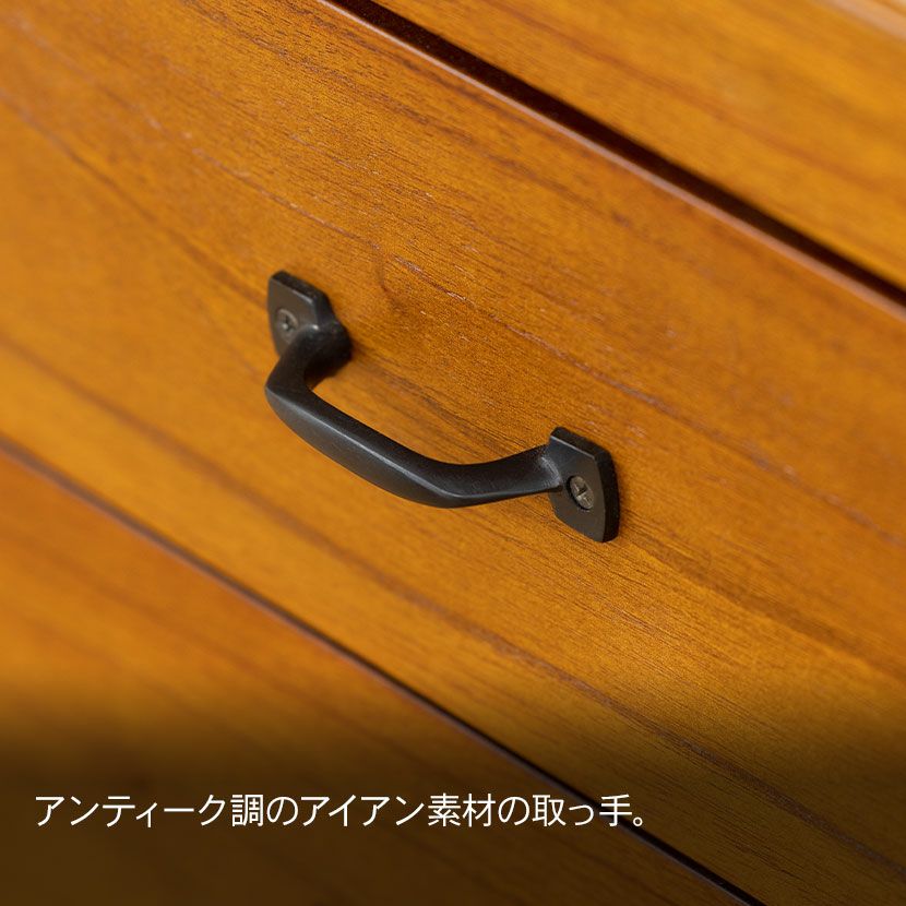 幅60cm 木製 ライティングチェスト アンティーク風 引出し付き 天然木