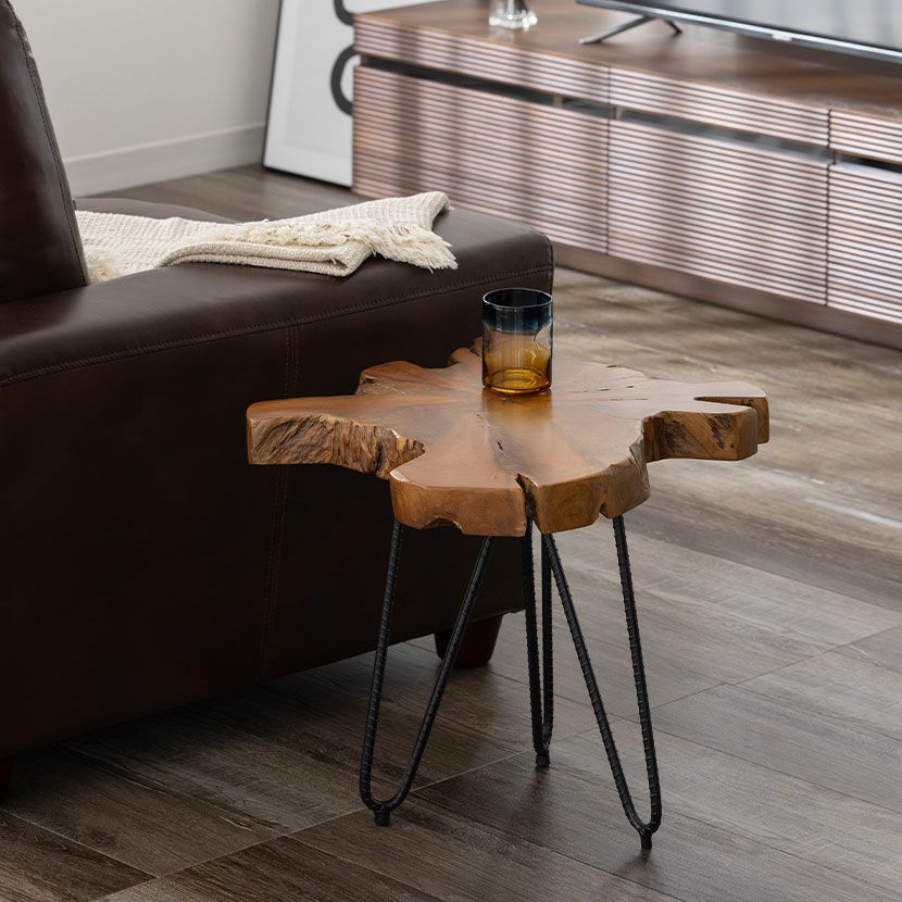 幅40cm サイドテーブル ナイトテーブル 天然木 木製 スチール テーブル