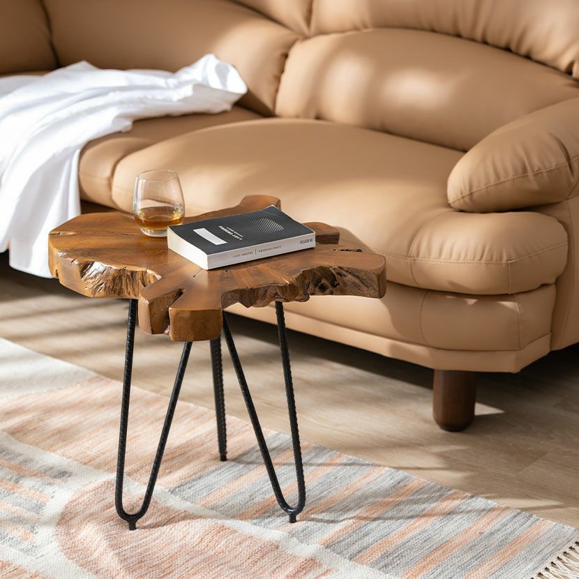 幅40cm サイドテーブル ナイトテーブル 天然木 木製 スチール テーブル