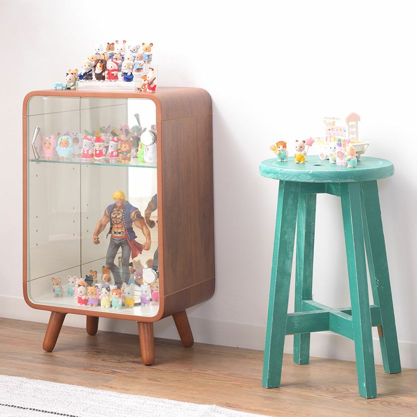 幅36cm 木製 コレクションケース 収納 棚 ガラス キャビネット