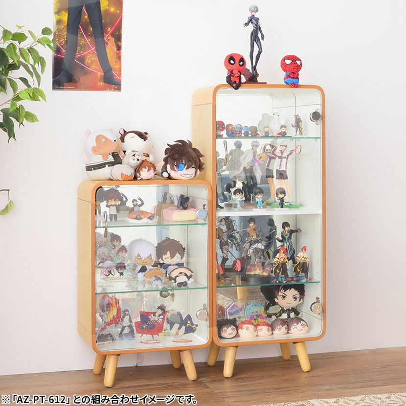 幅36cm 木製 コレクションケース 収納 棚 ガラス キャビネット