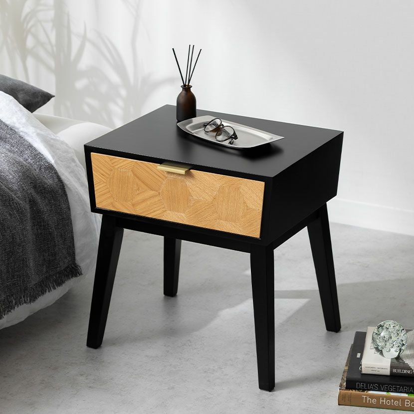 幅40cm サイドテーブル ナイトテーブル 天然木 木製 スチール テーブル