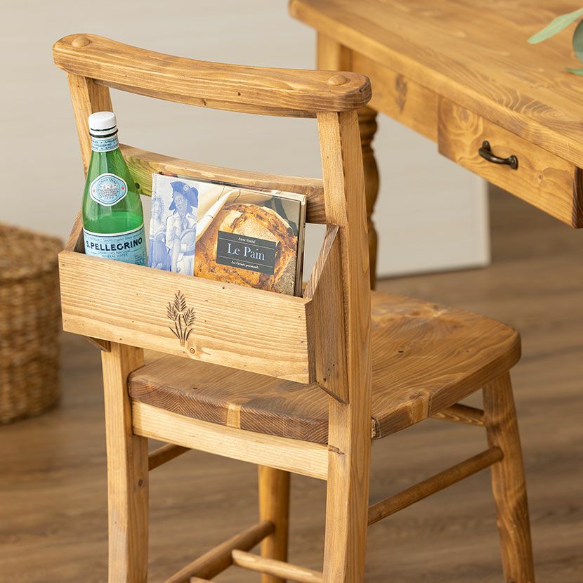 木製 ダイニングチェア パイン材 肘なし 収納付き 天然木 無垢材 椅子