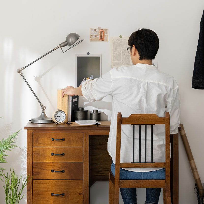 デスク 2点セット アンティーク風(幅112cm 木製 デスク×1 チェア×1