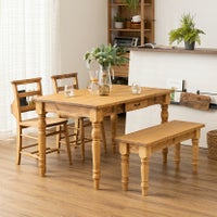 4人用 ダイニングテーブルチェアセット 4点セット (幅120cmテーブル1台＋チェア2脚＋ベンチ1脚) CFS2 食卓テーブル ダイニングチェア 食卓椅子 肘なし カントリー 北欧｜¥102,637の動画