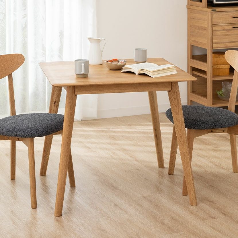 幅80cm 木製 ダイニングテーブル 正方形 アジャスター付き ホワイト