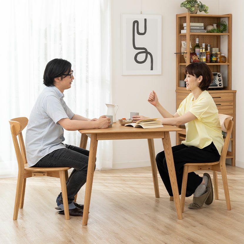設置無料】2人用 ダイニングテーブル セット 3点 (幅80cm 木製 正方形