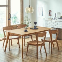 【設置無料】4人用 木製 ダイニングテーブルセット 5点 オーク 天然木 ウッドチェア ダイニングチェア おしゃれ 北欧 シンプル ナチュラル (幅150cm 長方形 テーブル×1 板座 チェア×4)｜¥129,091の動画