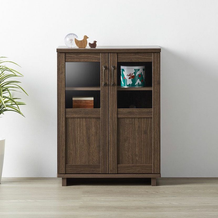 幅60cm キャビネット コサロ 木目調 可動棚 配線穴付き 扉付き