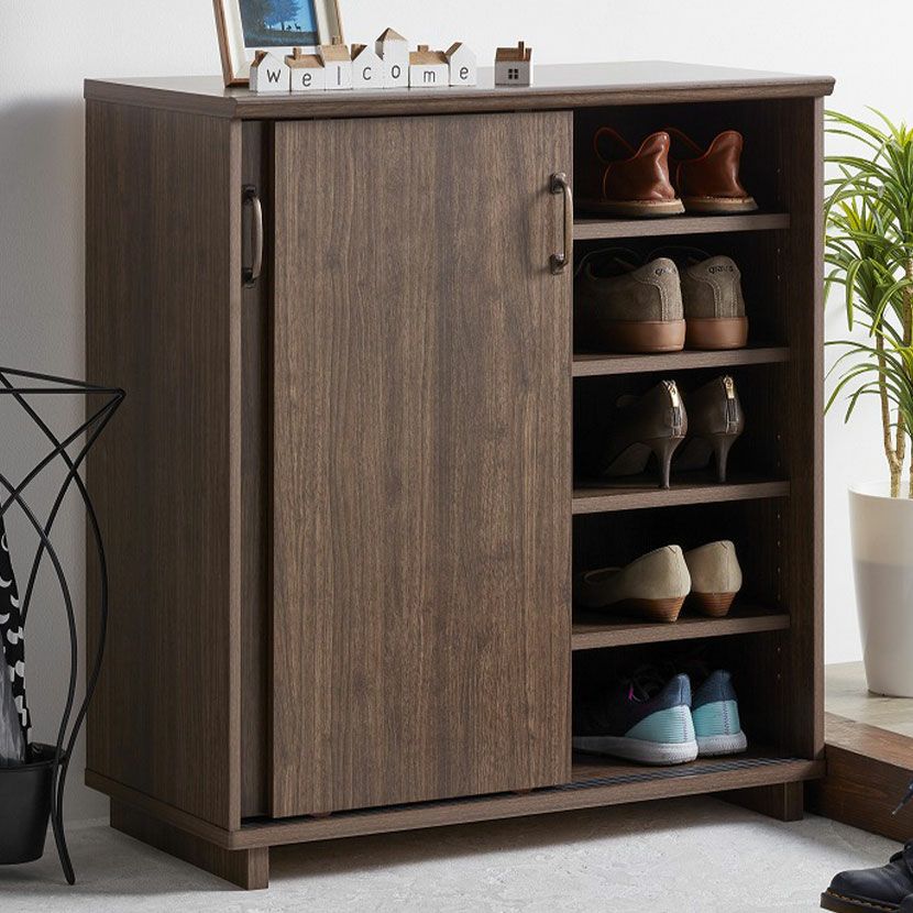 幅79cm シューズボックス アンティーク風 コサロ 可動板 引き戸 通気口