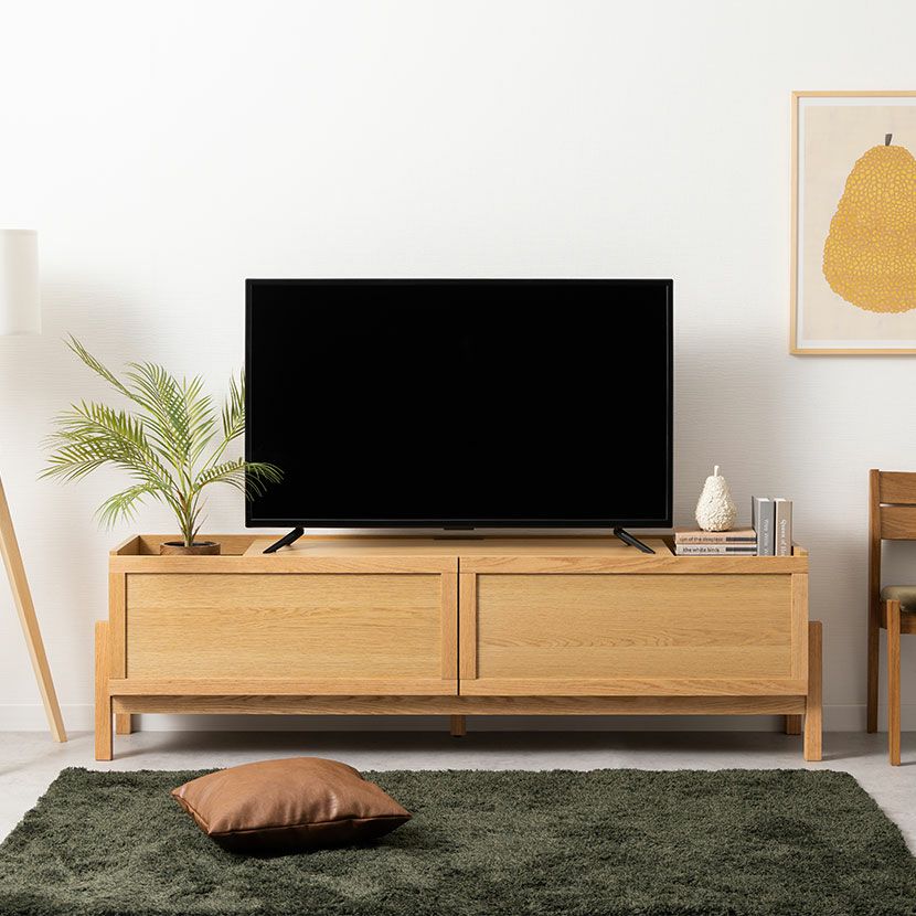 設置無料】幅180cm 木製 ローボード セルカ ルーバーデザイン オーク材