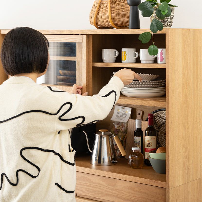 設置無料】幅120cm キッチンボード soil(ソイル) 食器棚 天然木 木製