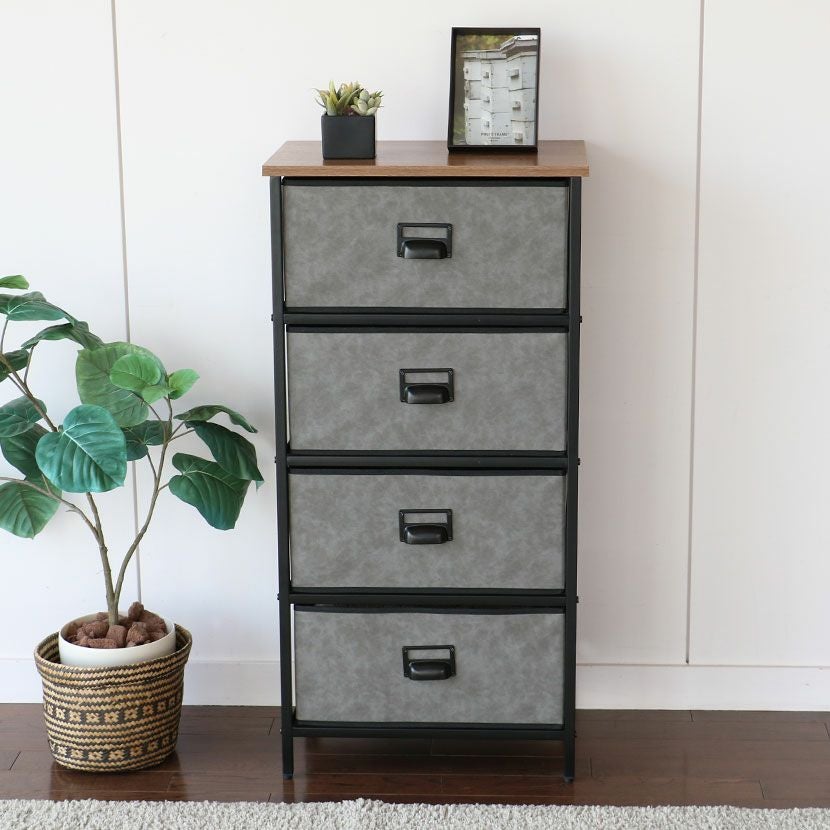 幅47cm セラミック風チェスト 4段 収納家具 収納ボックス BOX チェスト