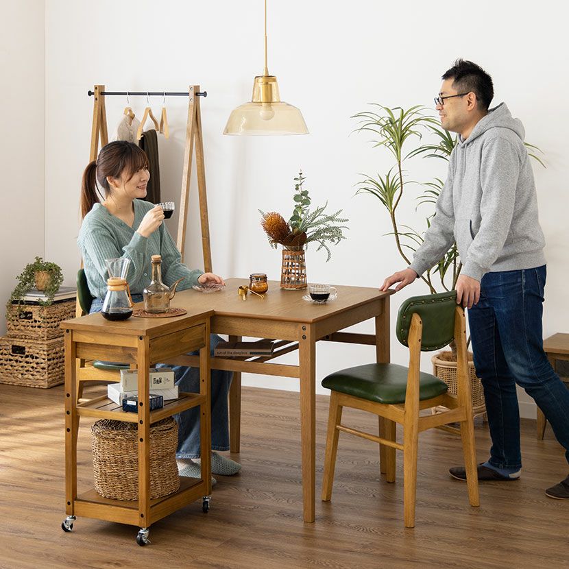 2人用 ダイニングセット 3点 (幅75cm テーブル ＋ チェア同色2脚) 木製