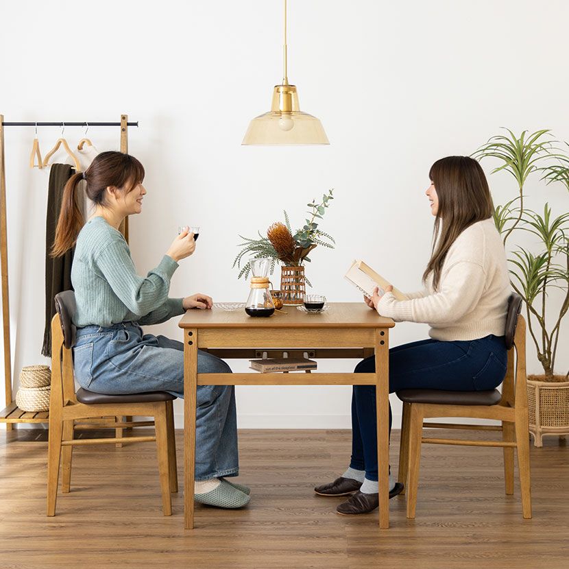 2人用 ダイニングセット 3点 (幅75cm テーブル ＋ チェア同色2脚) 木製