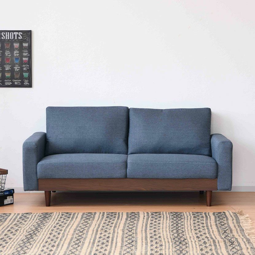 幅165cm 2人掛け ソファ 肘付き 布張り コンパクト 小物置き I字