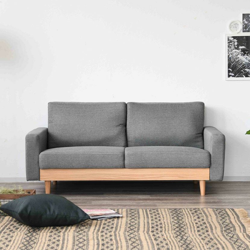 幅165cm 2人掛け ソファ 肘付き 布張り コンパクト 小物置き I字