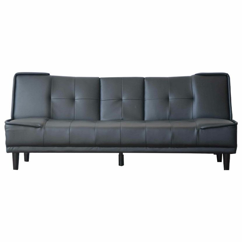 幅183cm 3人掛け ソファベッド シングル ドリンクホルダー付き レザー