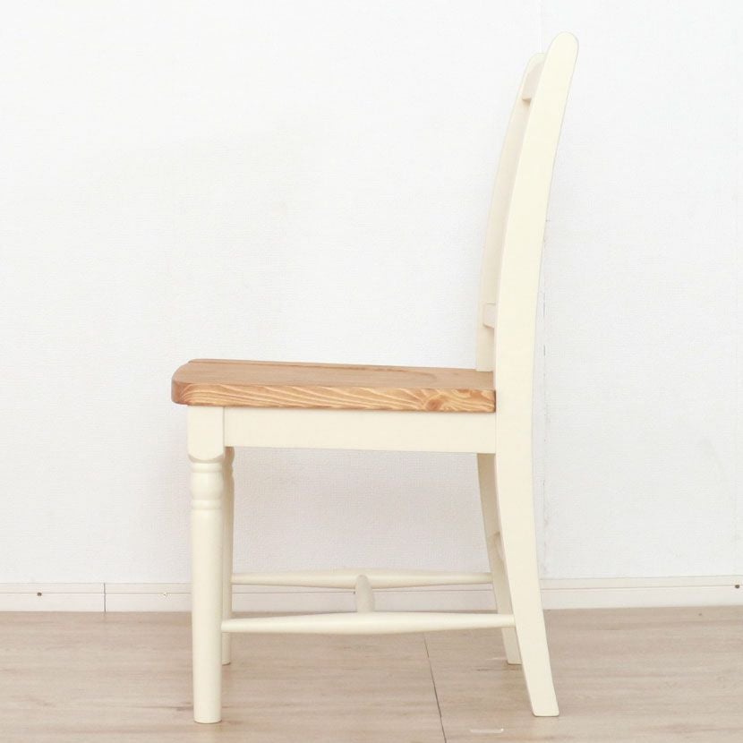2脚セット】 ダイニングチェア 板座 フレンチカントリー 北欧パイン材