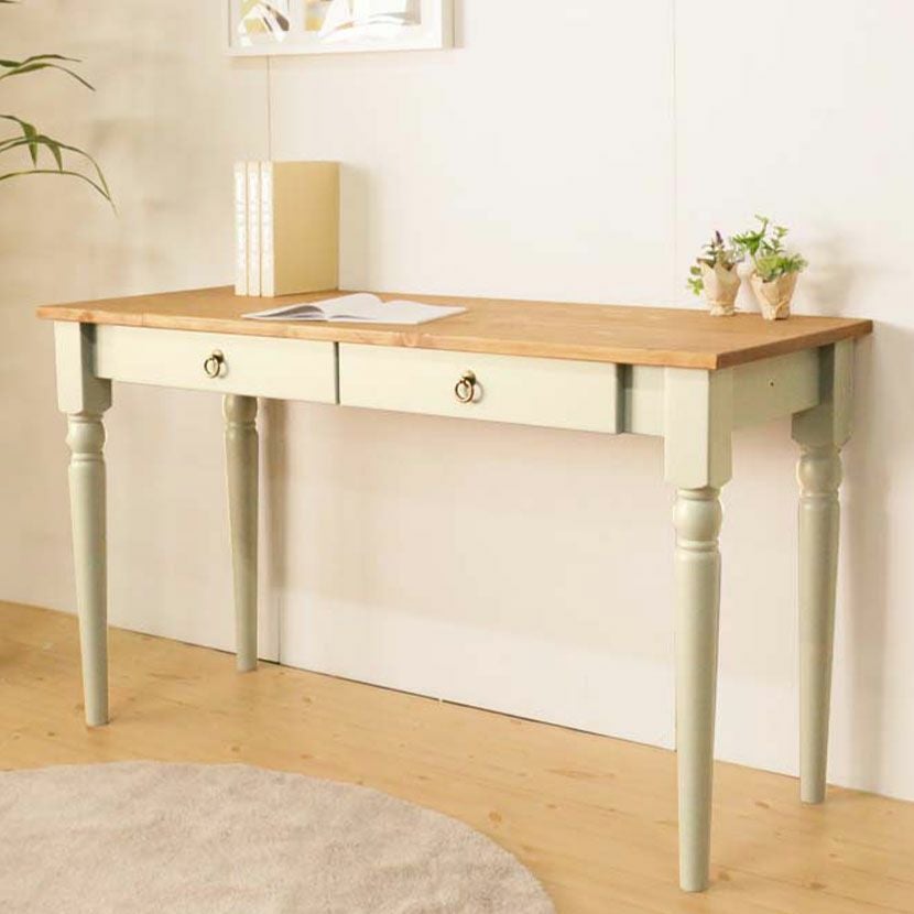 幅130cm デスク フレンチカントリー 北欧パイン材 無垢 木製 天然木