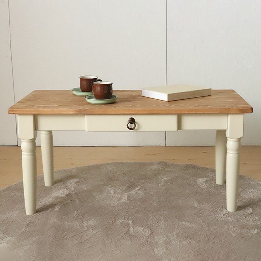 幅90cm センターテーブル フレンチカントリー 北欧パイン材 無垢 木製