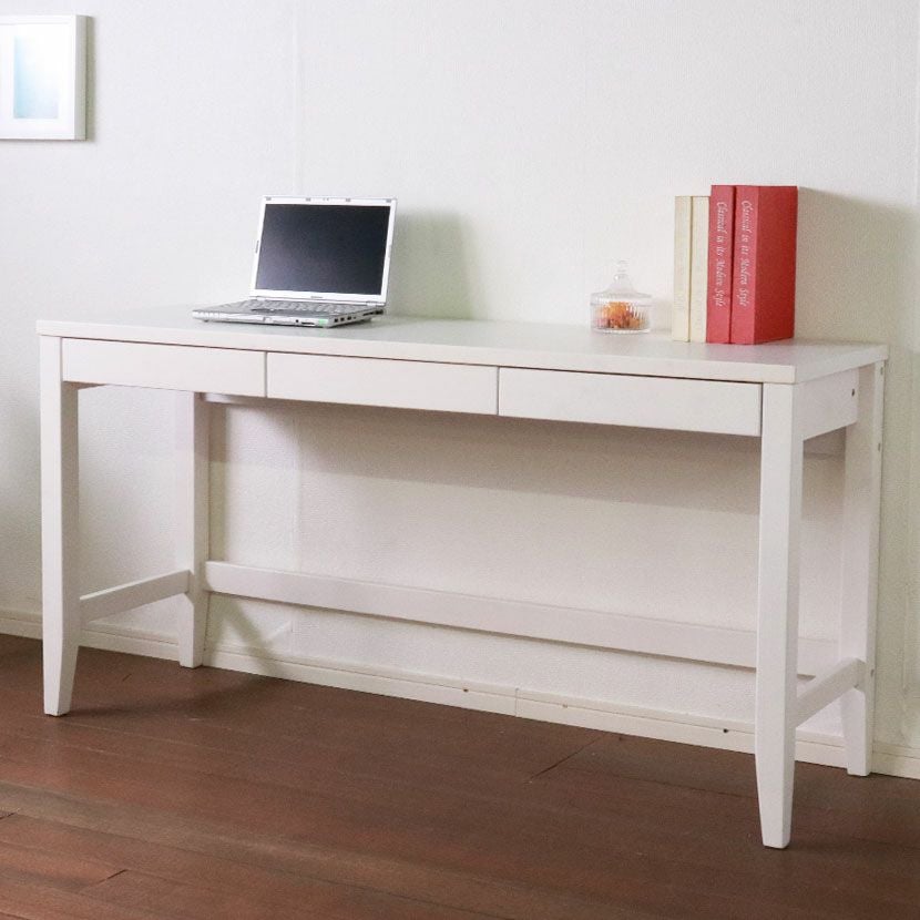 幅140cm デスク 浅奥行 北欧パイン材 無垢 木製 天然木 引出し付き