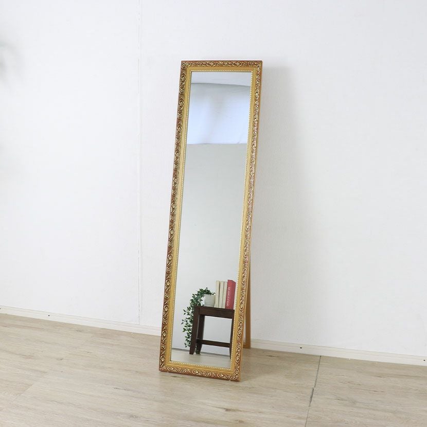 アンティーク調　姿見　大型鏡 幅38cm アンティーク調ミラー 天然木 石膏 姿見 鏡 大型ミラー 立て鏡