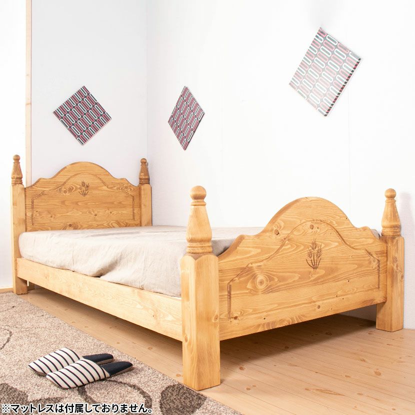 設置無料】ダブルサイズ ベッドフレーム カントリー 北欧パイン材 天然
