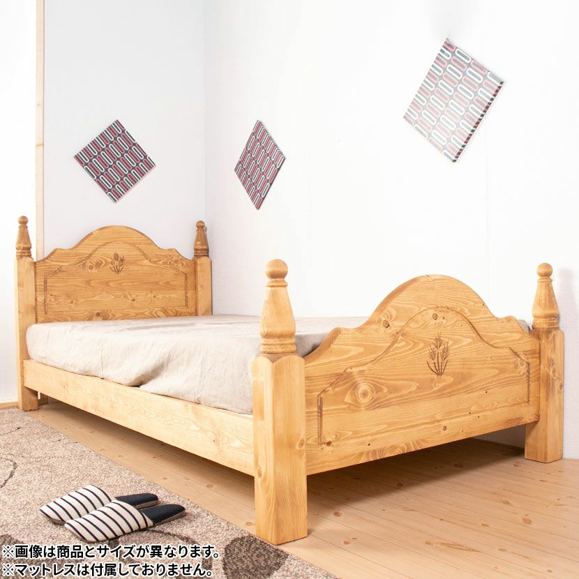 設置無料】ダブルサイズ ベッドフレーム カントリー 北欧パイン材 天然