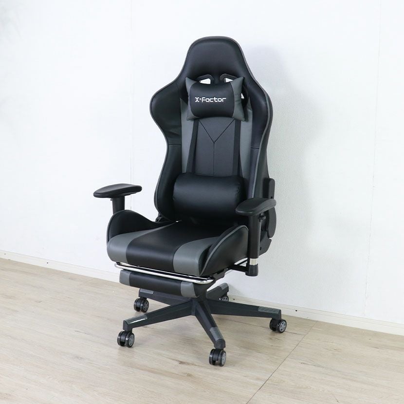 ゲーミングチェア X・Factor 収納式フットレスト付 肘掛け付き