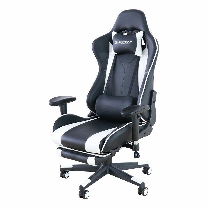 ゲーミングチェア X・Factor 収納式フットレスト付 肘掛け付き