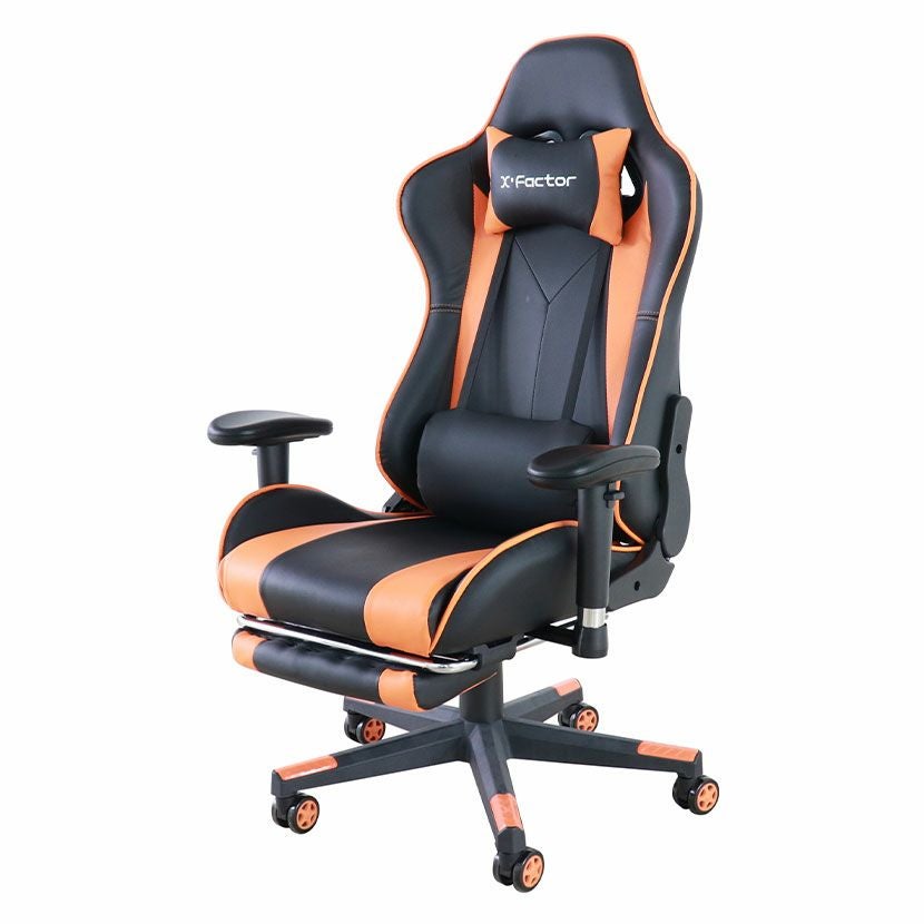 ゲーミングチェア X・Factor 収納式フットレスト付 肘掛け付き