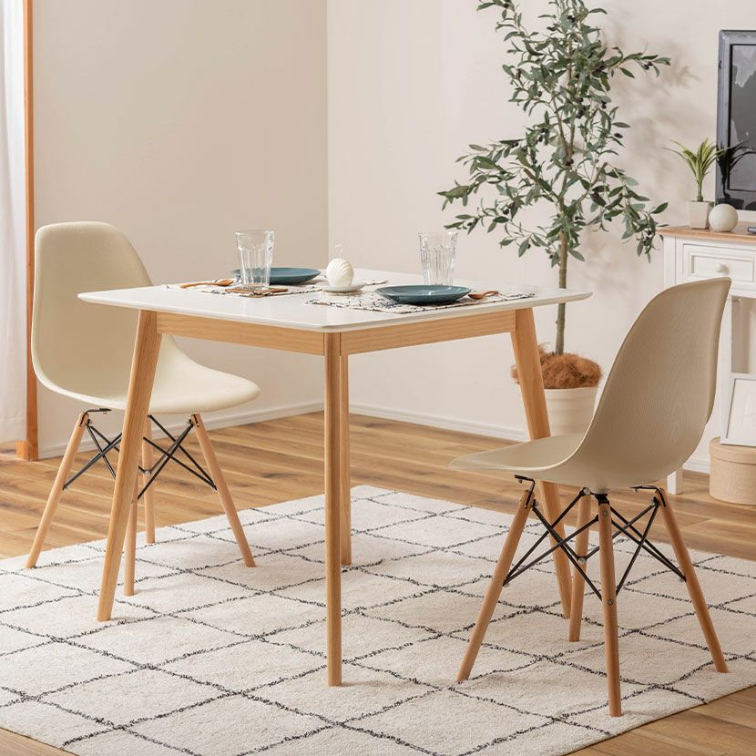 2人用 ダイニングセット 3点 (幅80cmテーブル＋チェア2脚) 正方形 木製