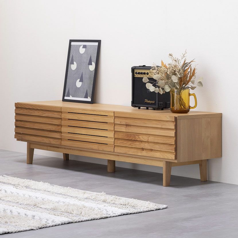 堀田木工所 幅150.2cm テレビボード 木製 アルダー材 自然塗装 脚付き