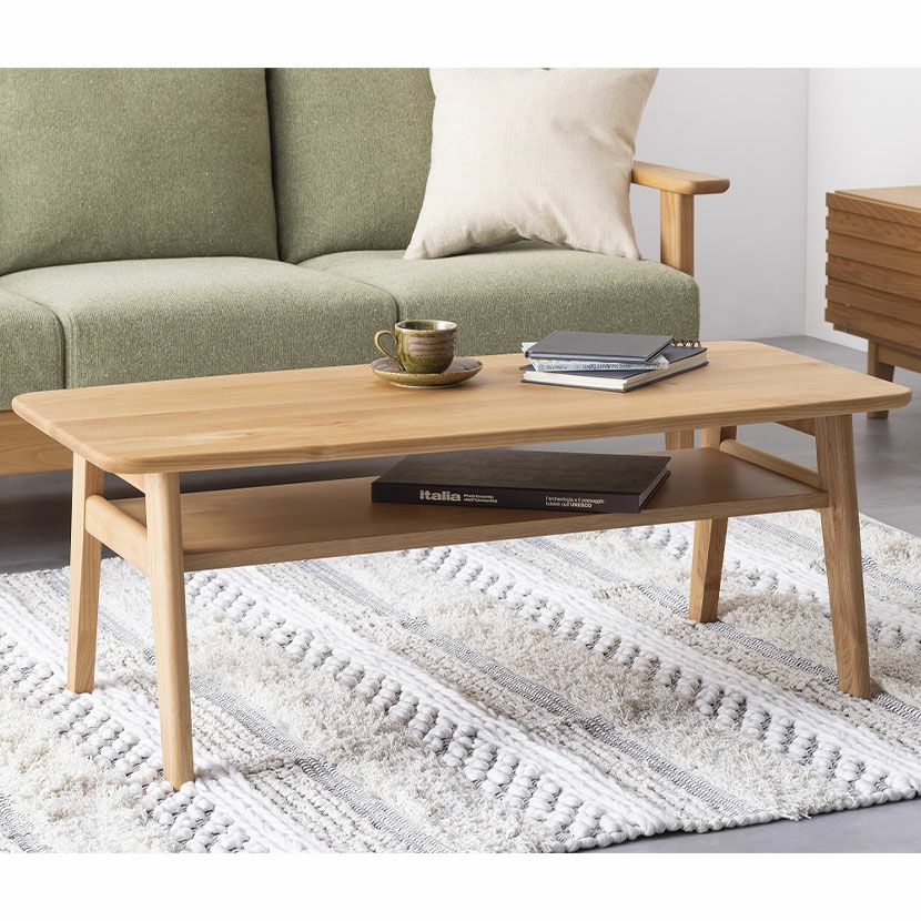 堀田木工所 幅105cm リビングテーブル 木製 アルダー材 自然塗装 収納