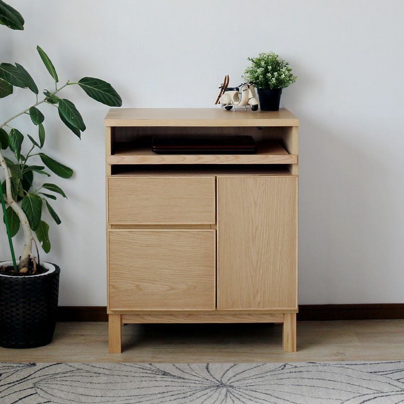 設置無料】幅70cm サイドボード スライドテーブル付き 収納 脚付き