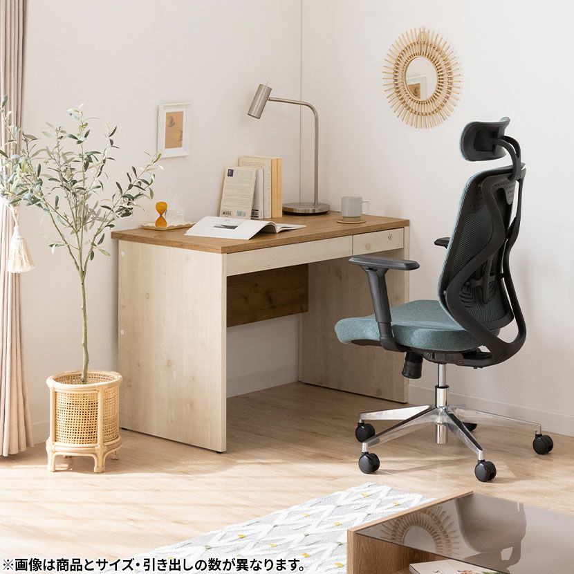 幅80cm 木製 ワークデスク ペスパ2.0 古木調 引出し付き 配線スリット