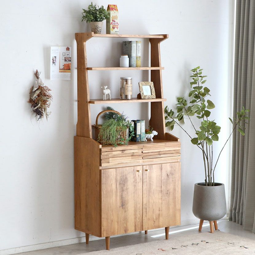 設置無料】幅60cm ライティングビューロー EDDA 木製 天然木 鏡付き