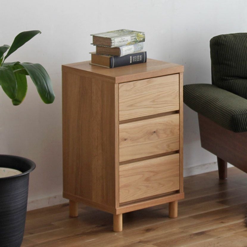 幅45cm 3段 チェスト BREEZE 木製 無垢 チーク ラタン キャビネット